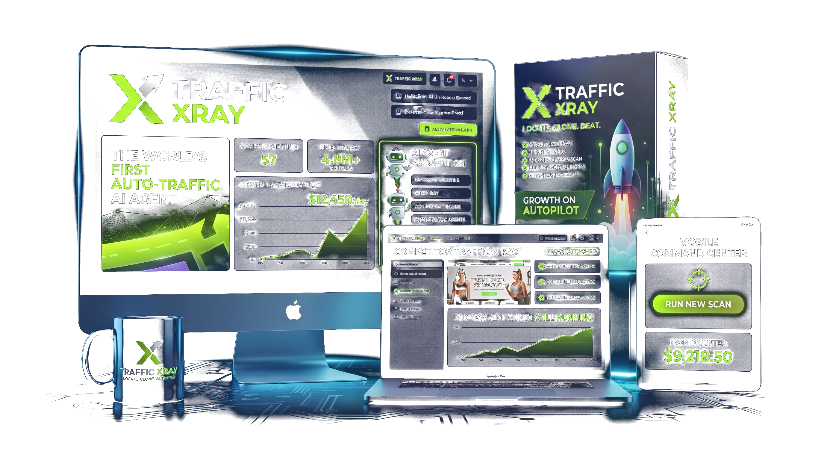 Traffic Xray complete product stack shown across desktop, laptop and mobile