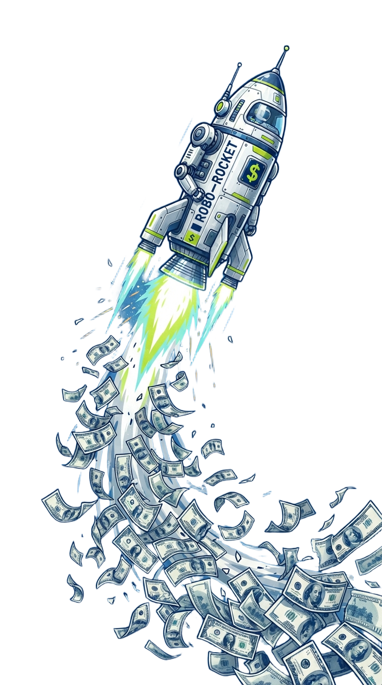 Traffic Xray mascot pointing upward on a dark neon-green gradient background
