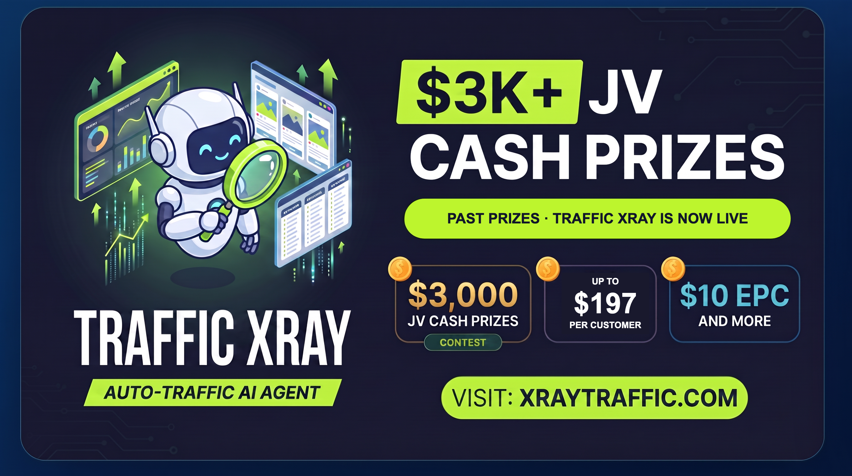 Traffic Xray is now live. Previous campaign prizes. Earn up to $197 per customer when both products are purchased.